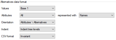 Example: Settings used to paste the data