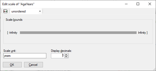 Continuous Scale Editor: Unordered Scale