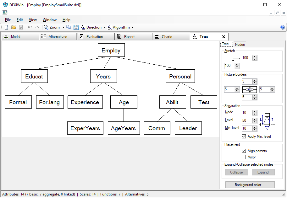 DEXiWin: Tree View Page