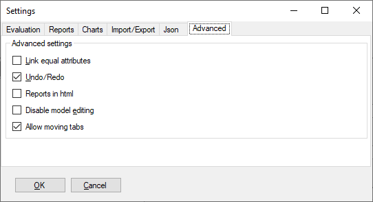 DEXiWin: Advanced Settings